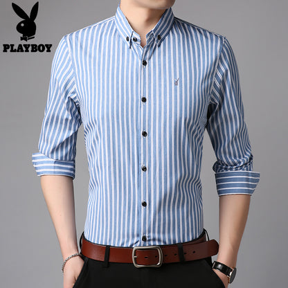 Importé - Chemise Playboy Homme à rayures manches longues