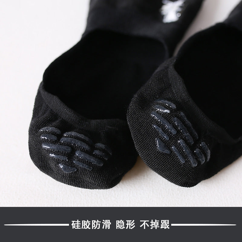 Importé - Lot de 5 & 10 Paires de Chaussettes Fines  Invisibles Antidérapantes 100% Coton