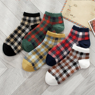 Importé - Lot de 5 Paires de Chaussettes 100% Coton Style Rétro