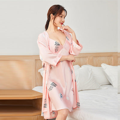 Importé - Ensemble 2 Pièces Robe Nuisette En Soie