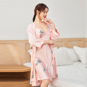 Importé - Ensemble 2 Pièces Robe Nuisette En Soie