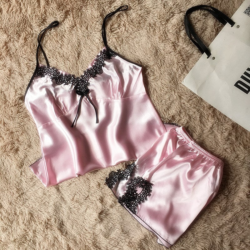 Importe - Pyjama sexy Femme 2 Pièces En Dentelle "Short + Haut"