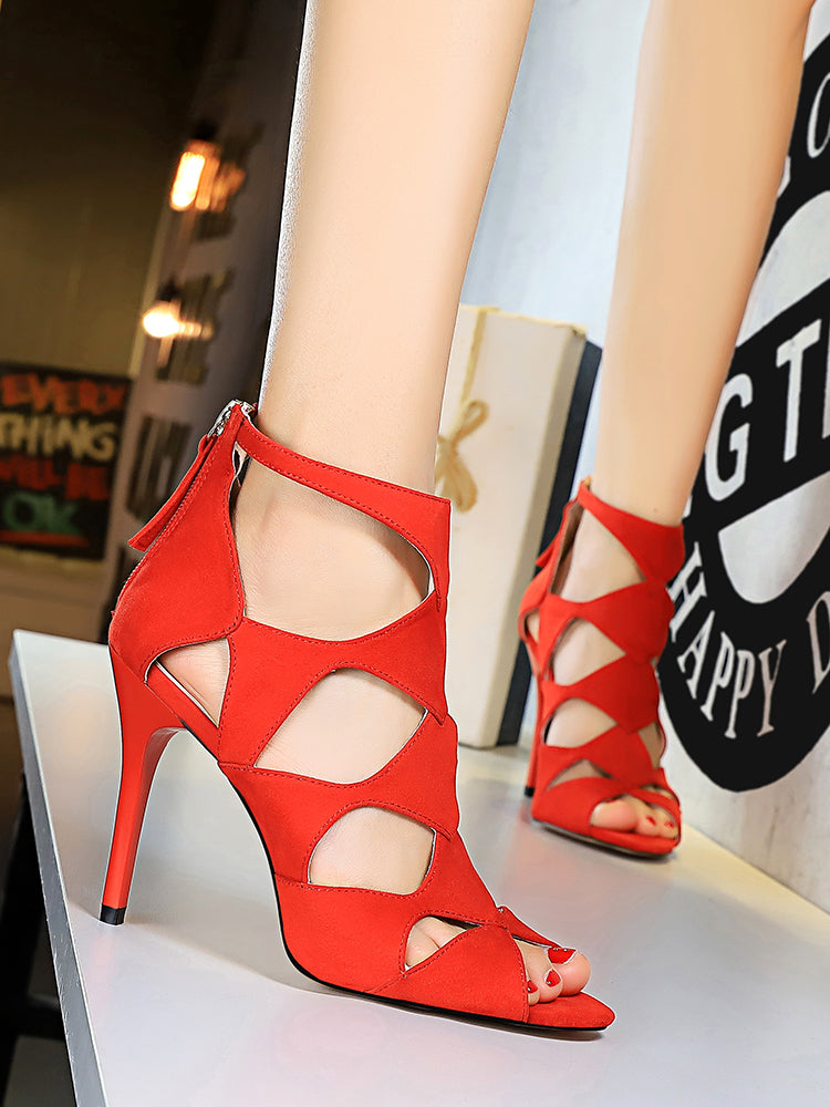 Importé - Sandales Femme hauts talons bout ouvert daim synthétique