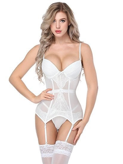 Importe - Ensemble De Lingerie Sexy Corset Blanc Transparent
