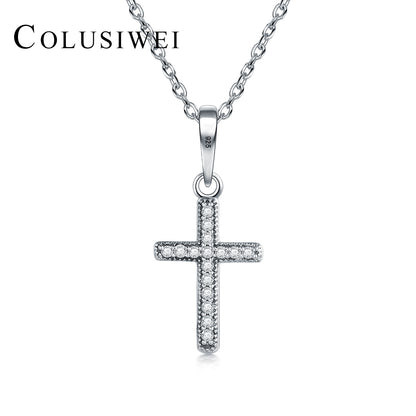Importé - Collier Pendentif Croix en Argent-Hommes et Femmes