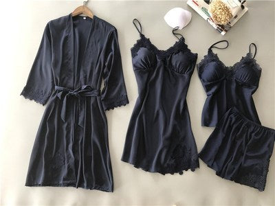 Importe - Ensemble Pyjama Sexy Femme En Dentelle 4 Pièces