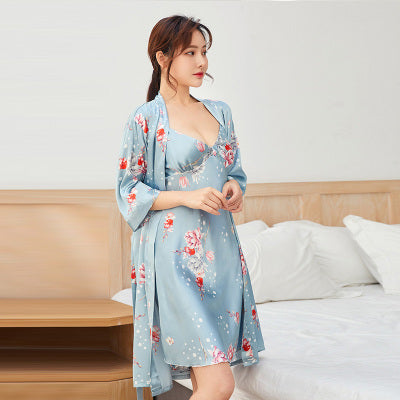Importé - Ensemble 2 Pièces Robe Nuisette En Soie