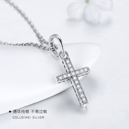 Importé - Collier Pendentif Croix en Argent-Hommes et Femmes