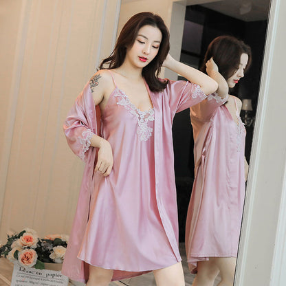Importé - Ensemble 2 Pièces Robe Nuisette En Soie