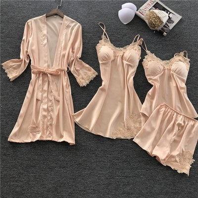 Importe - Ensemble Pyjama Sexy Femme En Dentelle 4 Pièces