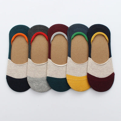 Importé - Lot de 5 & 10 Paires de Chaussettes Fines  Invisibles Antidérapantes 100% Coton