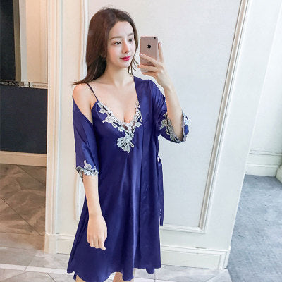 Importé - Ensemble 2 Pièces Robe Nuisette En Soie