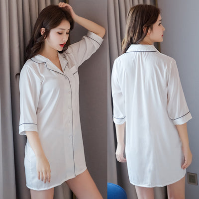 Importe - Pyjamas Sexy Femme Nuisette Style Chemise En Soie