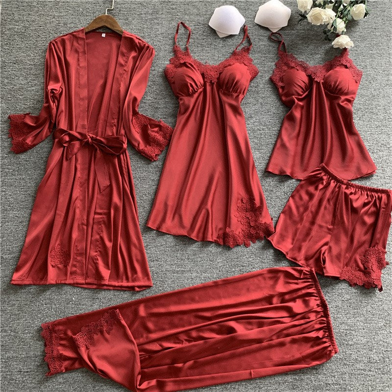 Importe - Ensemble Pyjama Sexy Femme En Dentelle 5 Pièces