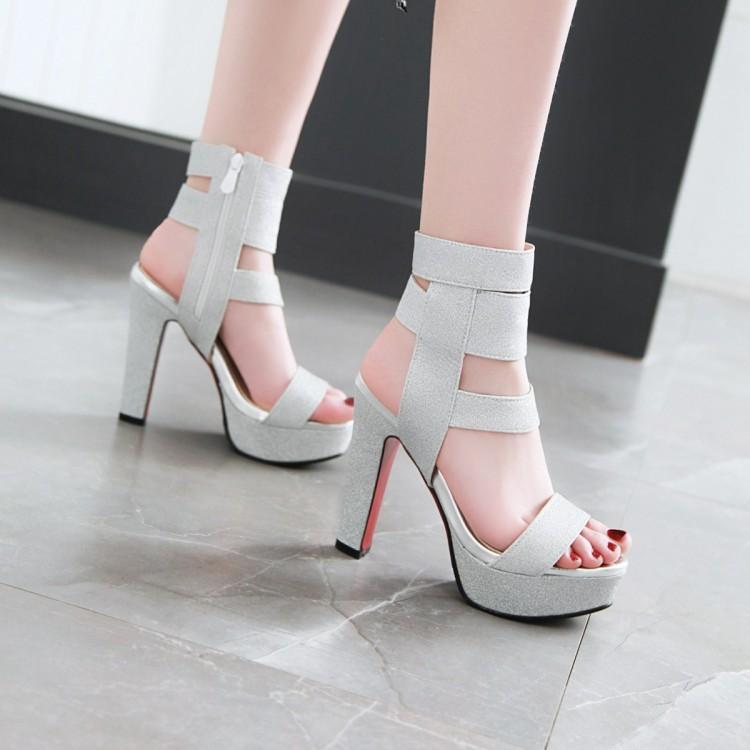 Importé Sandale Femme Compensé Sexy A Haut Talon Avec chaine sur