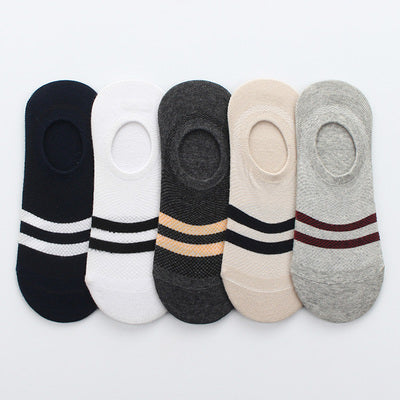 Importé - Lot de 5 & 10 Paires de Chaussettes Fines  Invisibles Antidérapantes 100% Coton
