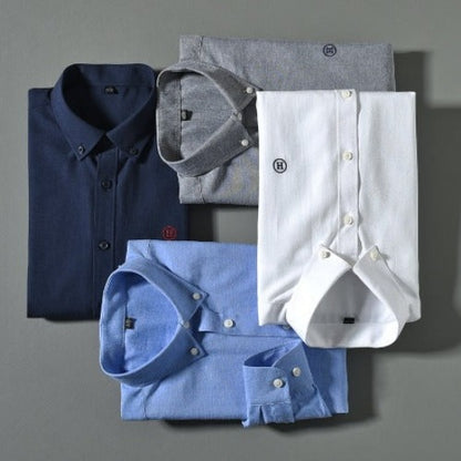 Importé - Chemise Oxford Coton Homme Brodée Manches Longues
