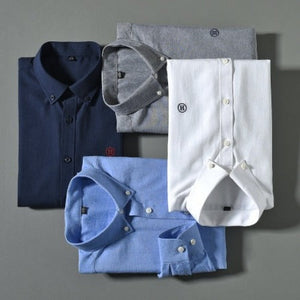 Importé - Chemise Oxford Coton Homme Brodée Manches Longues