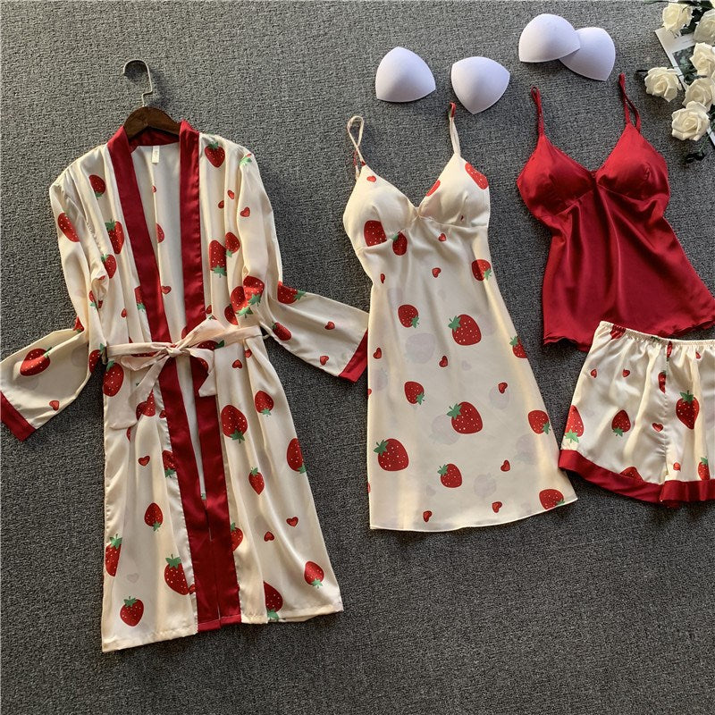 Importe - Ensemble Pyjama Sexy Femme En Dentelle 4 Pièces