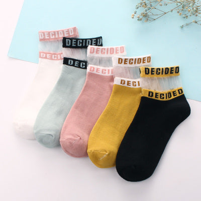 Importé - Lot de 5 Paires de Chaussettes 100% Coton Style Rétro