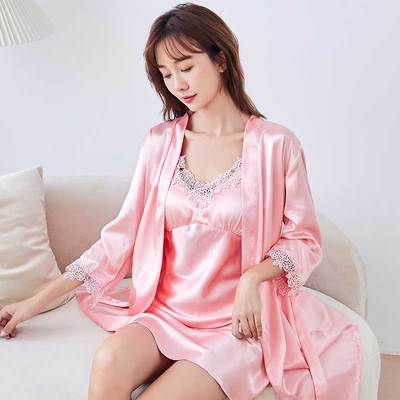 Importé - Ensemble 2 Pièces Robe Nuisette En Soie