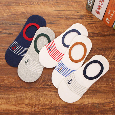 Importé - Lot de 5 & 10 Paires de Chaussettes Fines  Invisibles Antidérapantes 100% Coton