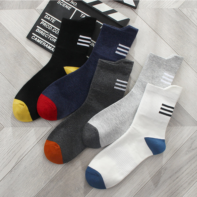 Importé - Lot de 5 Paires de Chaussettes Montante Style Rétro 100% Coton