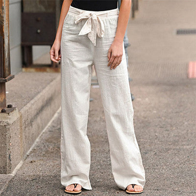 Importé - Pantalon Pour Femme à Bas Large En Cotton Lin
