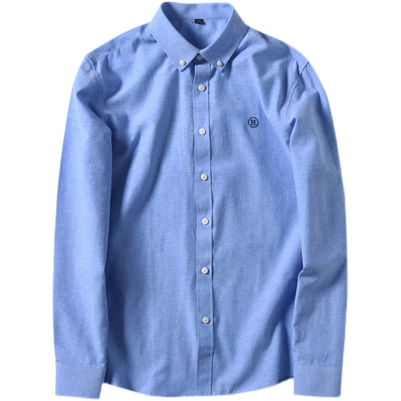 Importé - Chemise Oxford Coton Homme Brodée Manches Longues