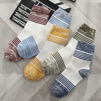 Importé - Lot de 5 Paires de Chaussettes Montante Style Rétro 100% Coton