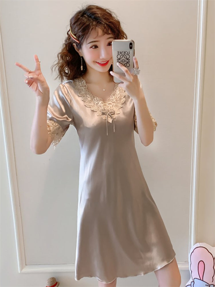 Importé - Pyjamas Femme Manches Courte Sexy En Soie