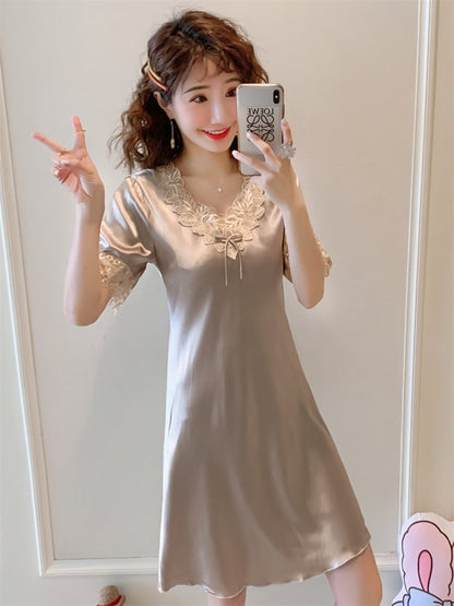 Importé - Pyjamas Femme Manches Courte Sexy En Soie