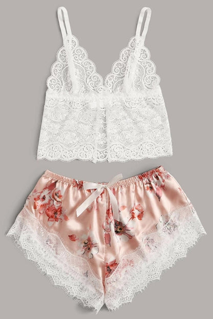 Importe - Nuisette Pyjama Femme en Dentelles 3 Pièces