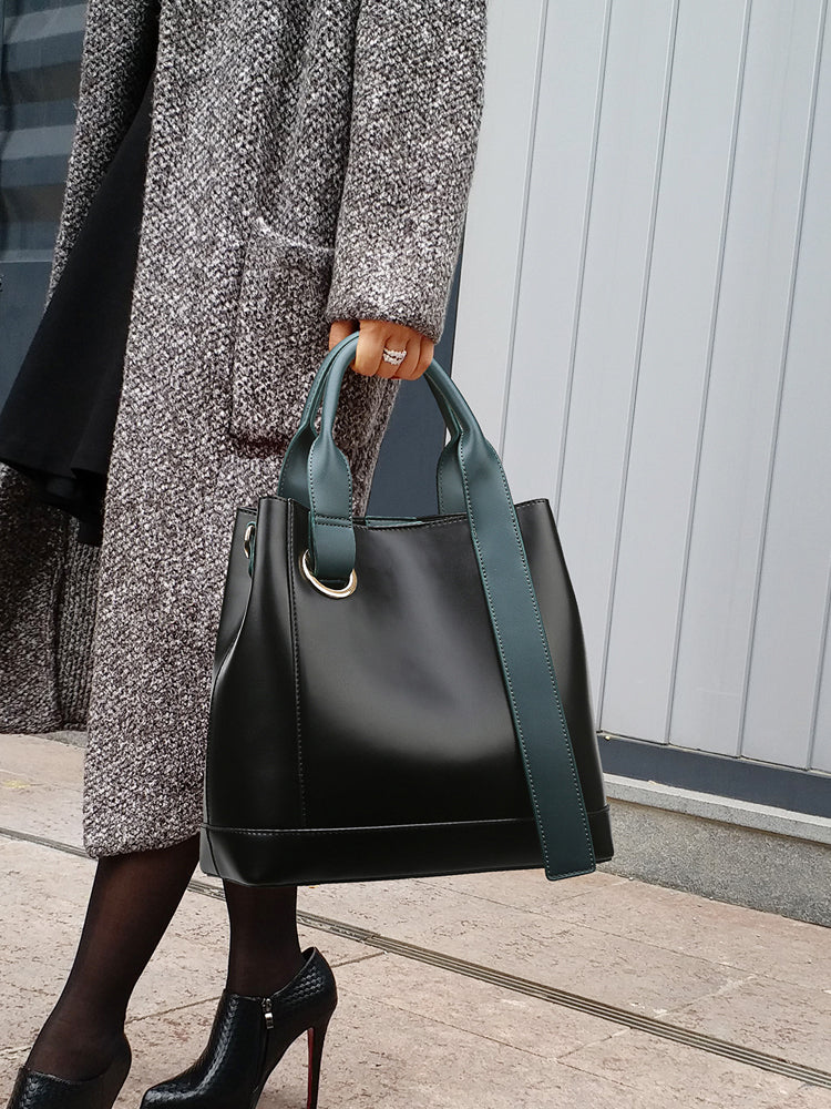 Importé - Grand Sac Femme Rétro Fourre-tout à Bandoulière en Cuir PU