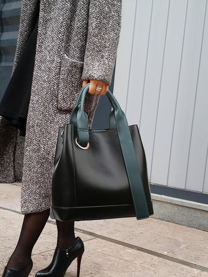 Importé - Grand Sac Femme Rétro Fourre-tout à Bandoulière en Cuir PU
