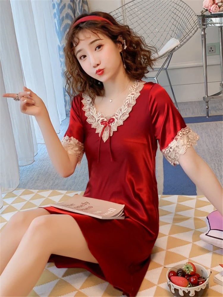 Importé - Pyjamas Femme Manches Courte Sexy En Soie
