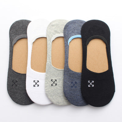 Importé - Lot de 5 & 10 Paires de Chaussettes Fines  Invisibles Antidérapantes 100% Coton