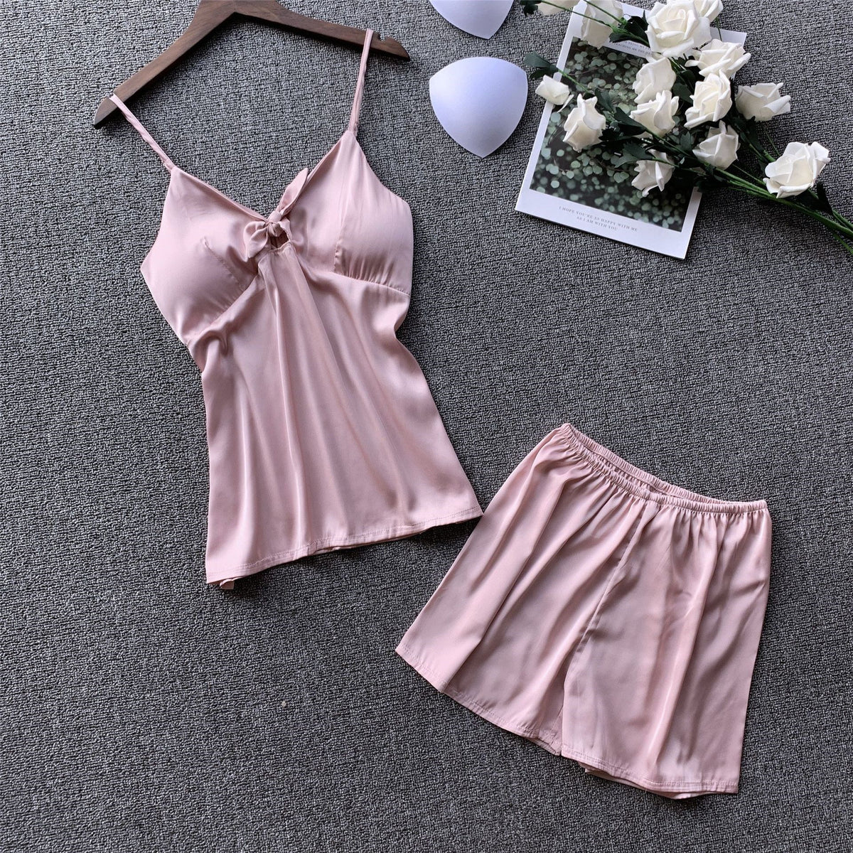 Importe - Ensemble De Pyjama Sexy Femme 2 Pièces Avec Bretelles Col En V