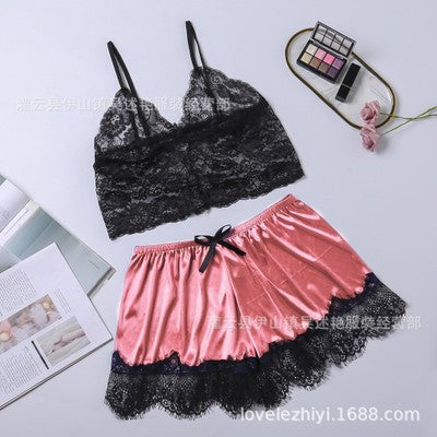 Importe - Pyjama Femme Soutien-Gorge + Short En Soie - Taille S à 3XL