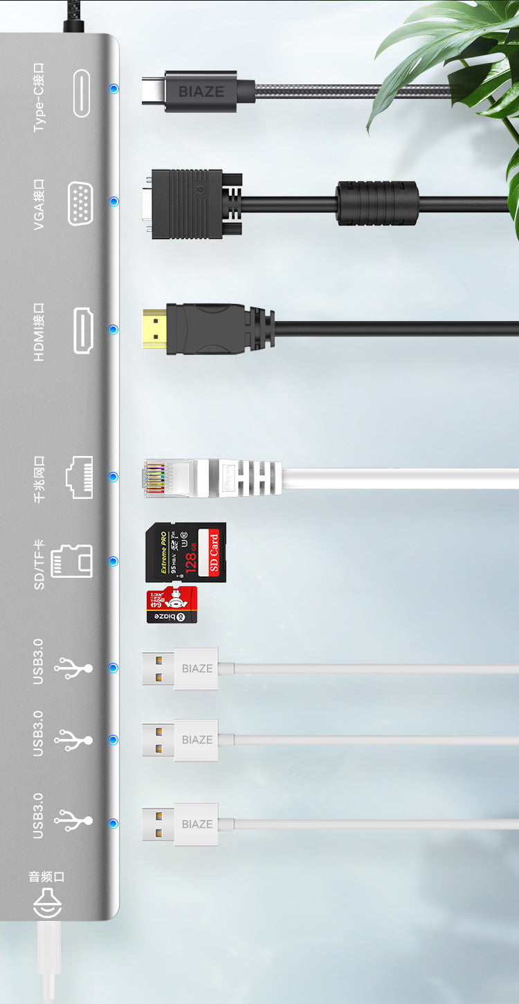 Importé -  Station D'accueil Multifonction 10 En 1 Type-C USB 3.0 / HDMI / VGA Charge PD 4K HD