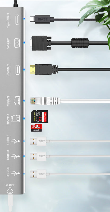Importé -  Station D'accueil Multifonction 10 En 1 Type-C USB 3.0 / HDMI / VGA Charge PD 4K HD