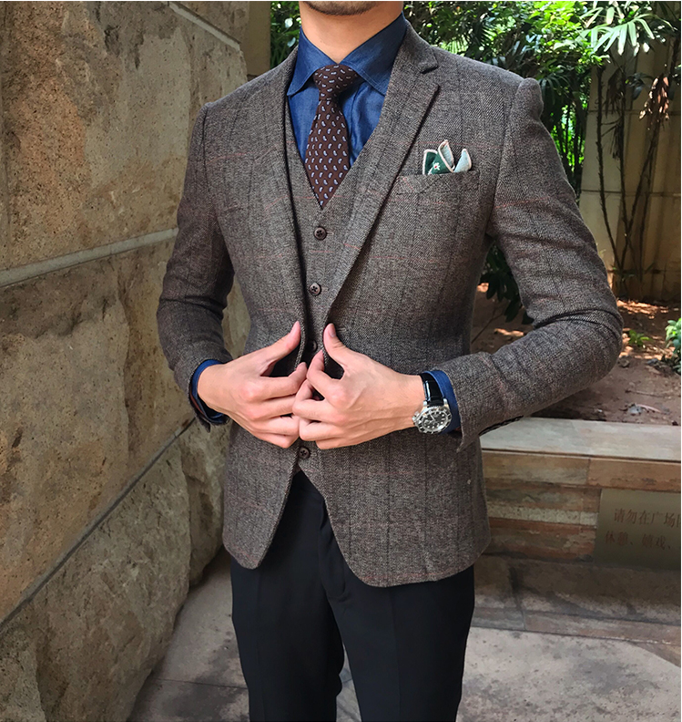 Importé - Blazer Homme Marron Décontracté Tendance