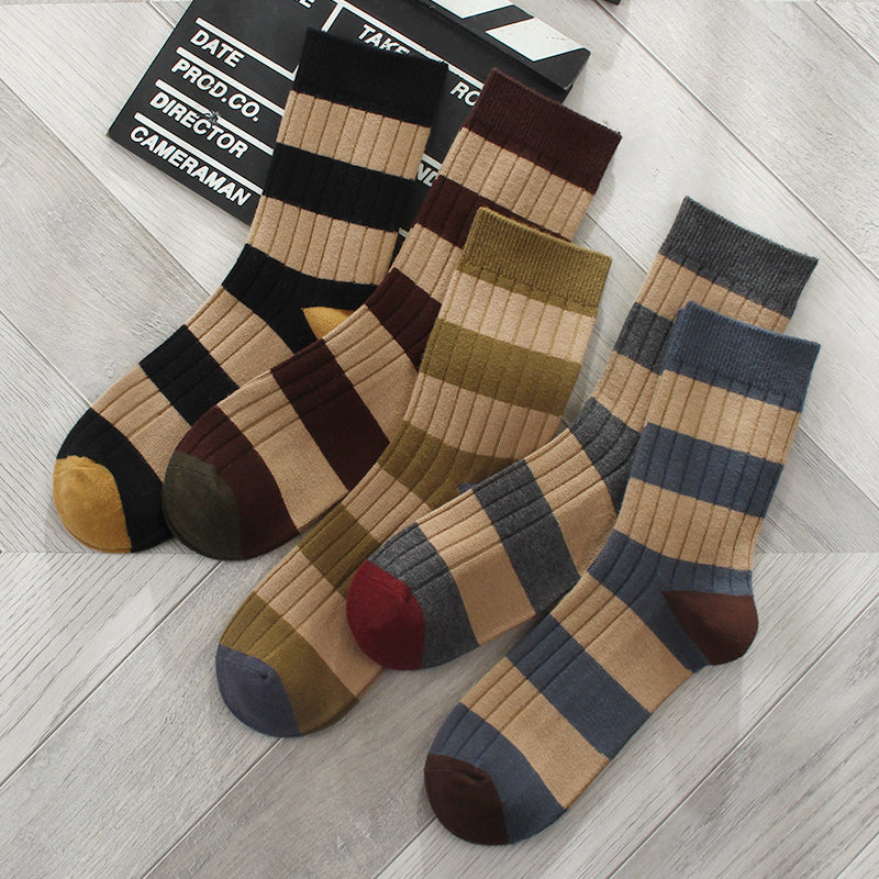 Importé - Lot de 5 Paires de Chaussettes Montante Style Rétro 100% Coton