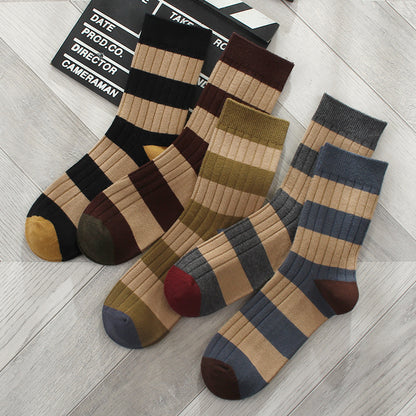 Importé - Lot de 5 Paires de Chaussettes Montante Style Rétro 100% Coton