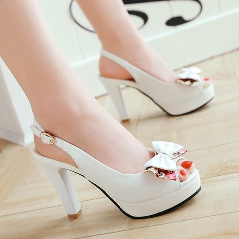 Importé - Sandale Femme Compensé A Haut Talon Avec Un Noeud