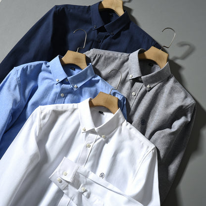 Importé - Chemise Oxford Coton Homme Brodée Manches Longues