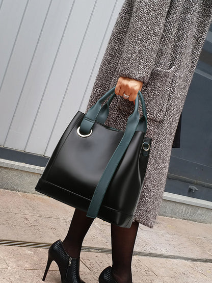 Importé - Grand Sac Femme Rétro Fourre-tout à Bandoulière en Cuir PU