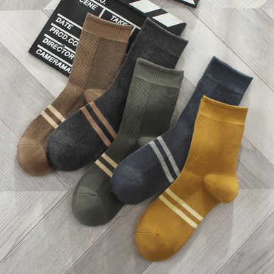 Importé - Lot de 5 Paires de Chaussettes Montante Style Rétro 100% Coton