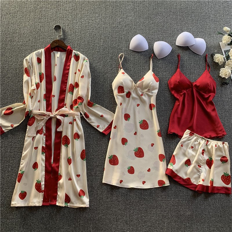Importe - Ensemble Pyjama Sexy Femme En Dentelle 4 Pièces