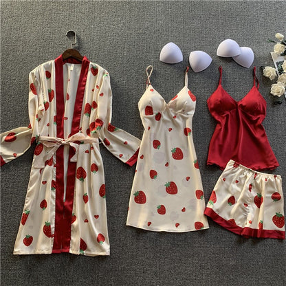 Importe - Ensemble Pyjama Sexy Femme En Dentelle 4 Pièces